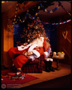 Santa's Sleigh Ride at Sundown Adventureland theme park in Nottinghamshire, UK