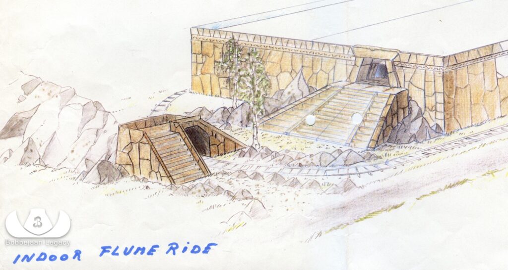 Drawing for the exterior, here still referred to as ‘Indoor Flume Ride’ (© Bobbejaan Legacy)